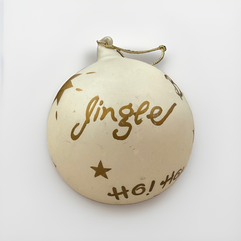Vintage Linens N Things 2001 Blown Glass Ornament Cream Gold